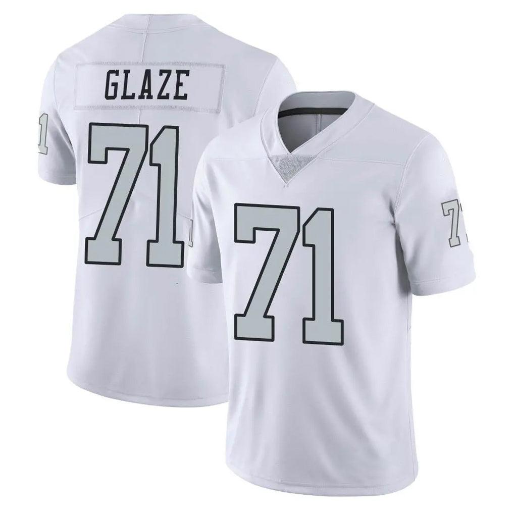 LV.Raiders #71 DJ Glaze Player White Limited Color Rush Home Game Ddoa Stitched Jerseys