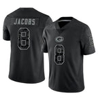 GB.Packers #8 Josh Jacobs Player Black Reflective Limited Home Game Ddoa Stitched Jerseys