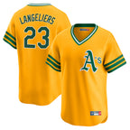 Athletics #23 Shea Langeliers Player Gold Cooperstown Collection T-shirt Game Ddoa Stitched Jerseys