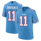 T.Titans #11 Jermaine Johnson II Player Light Blue 2026 Game Home Ddoa Stitched Jerseys