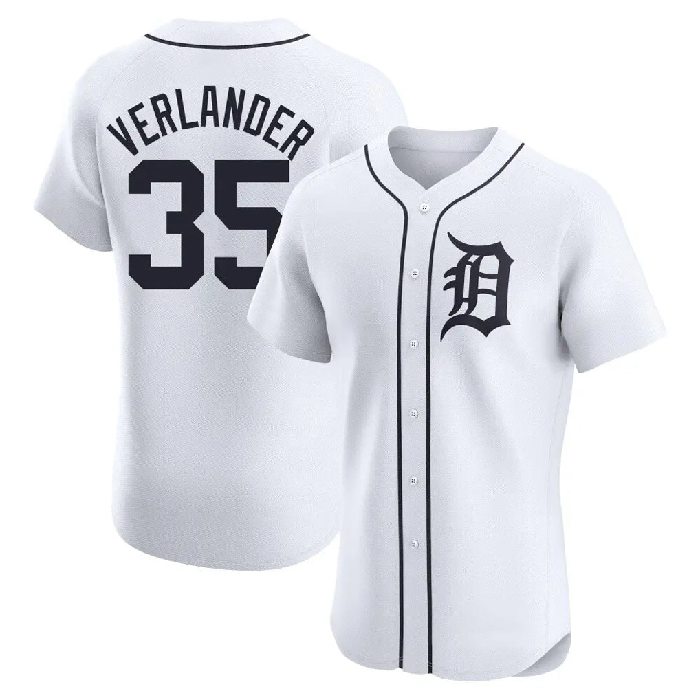 D.Tigers #35 Justin Verlander Player White Limited Elite Home Ddoa Stitched Jerseys