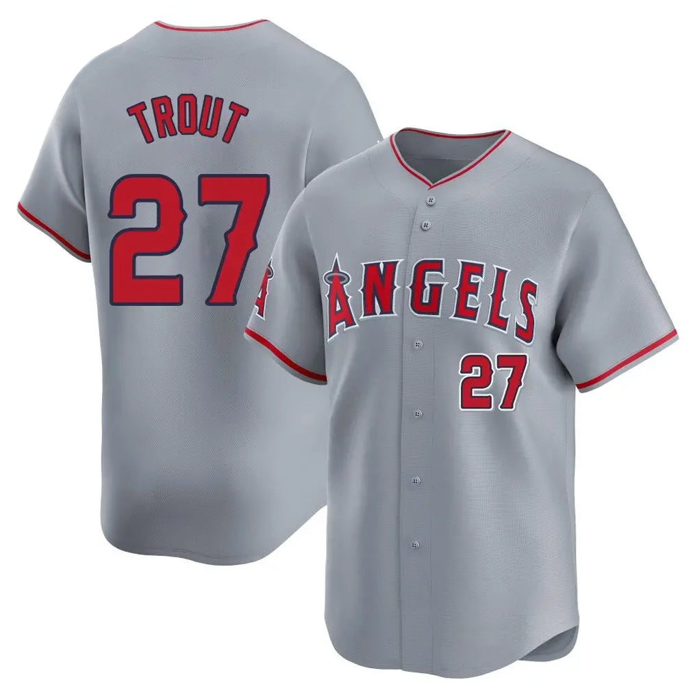 LA.Angels #27 Mike Trout Player Gray Home Limited Ddoa Stitched Jerseys
