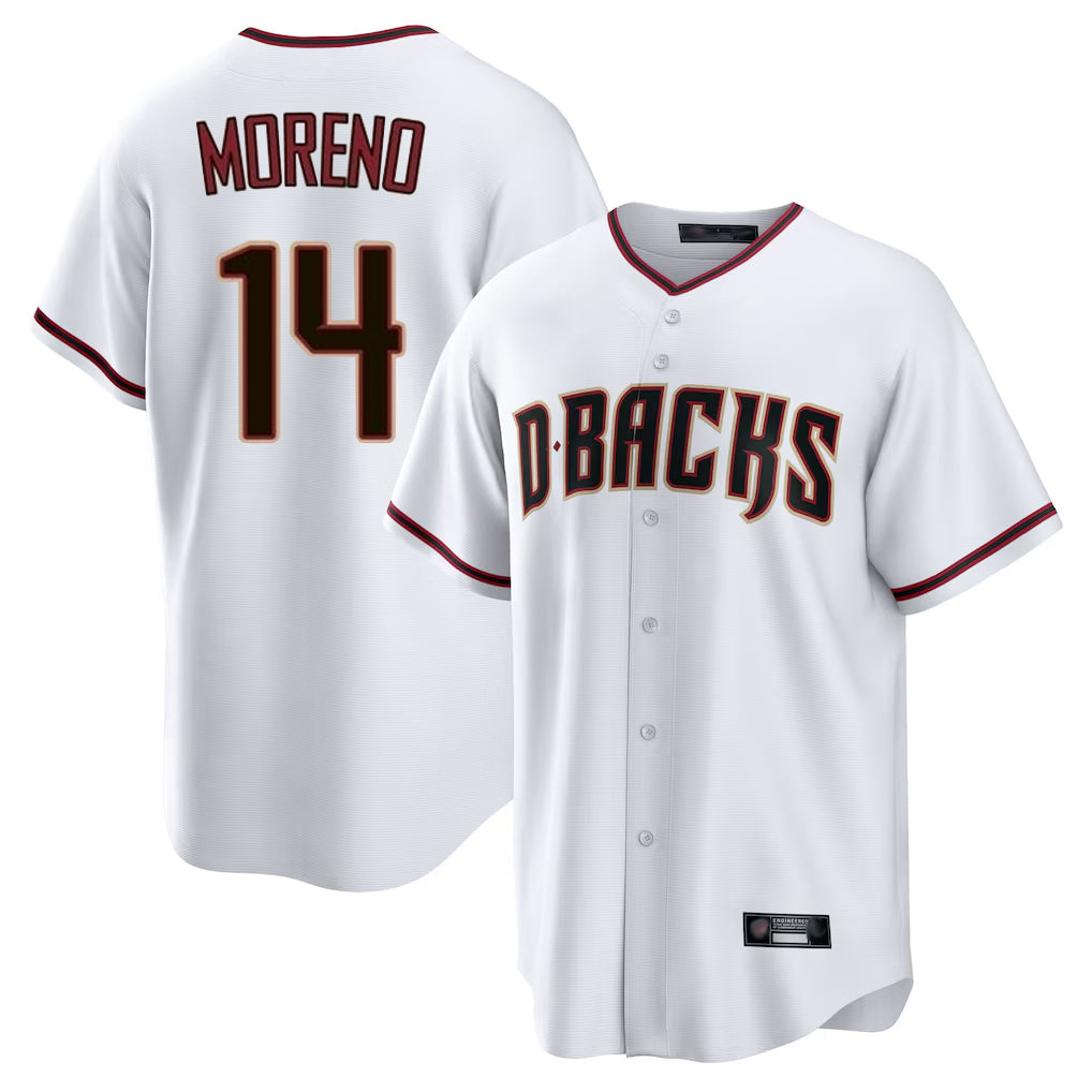 A.Diamondbacks #14 Gabriel Moreno Player White Home Game Ddoa Stitched Jerseys