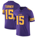 M.Vikings #15 Dallas Turner Player Purple Limited Color Rush Home Game Ddoa Stitched Jerseys