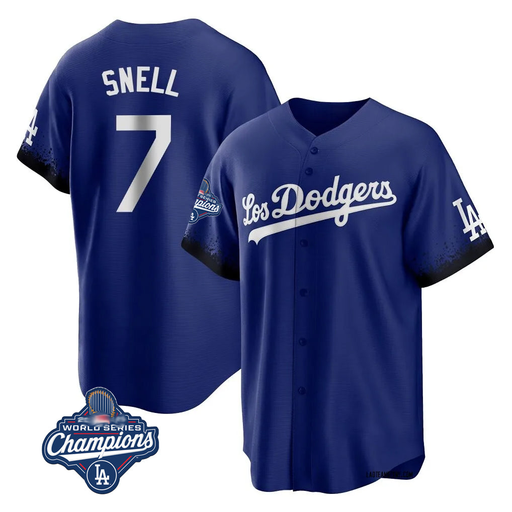 LA.Dodgers #7 Blake Snell Player Royal City Connect Game World Series Meet Ddoa Stitched Jerseys
