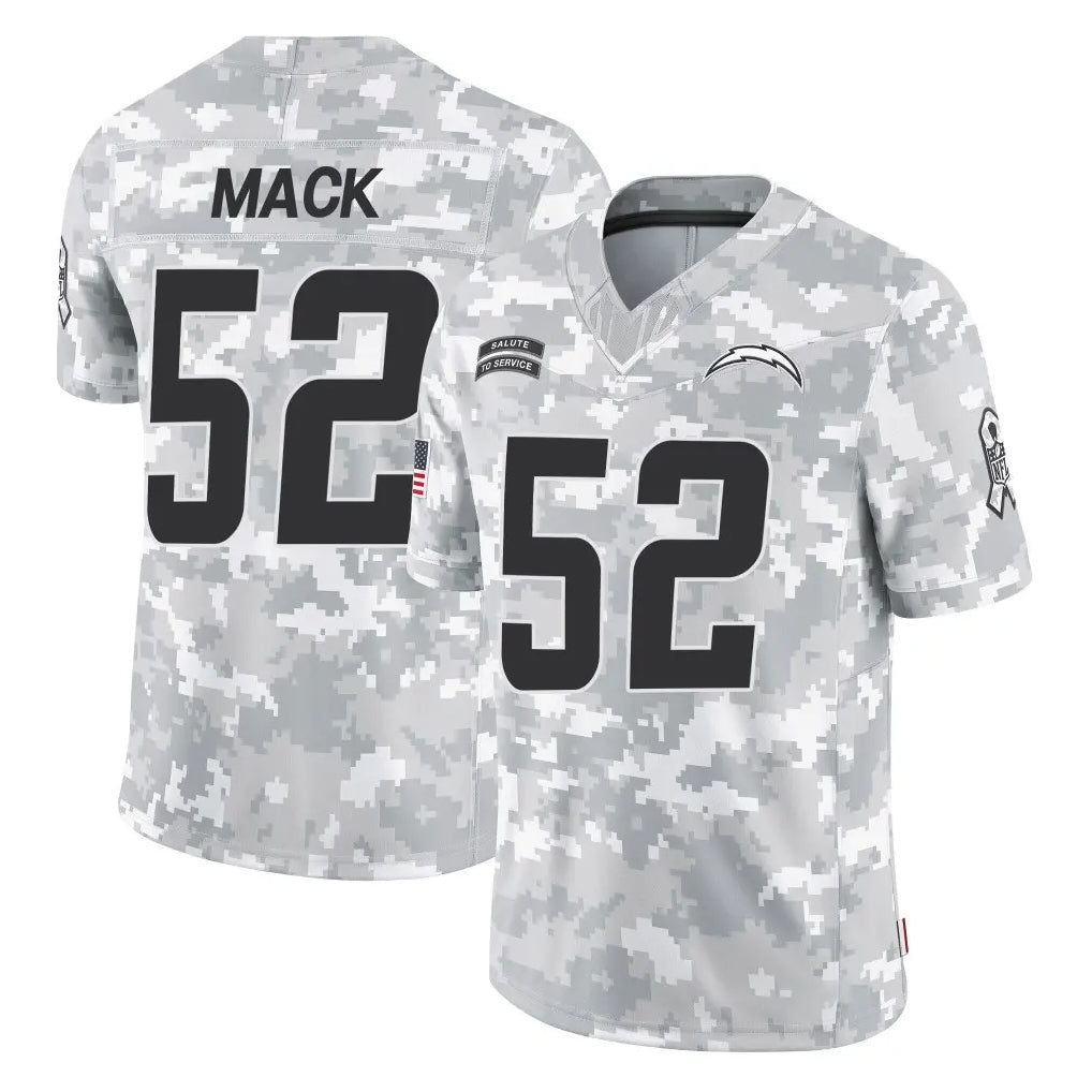 LA.Chargers #52 Khalil Mack Player Arctic Camo Salute To Service Limited Game Ddoa Stitched Jerseys