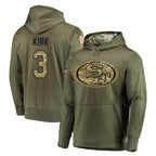 SF.49ers #3 Christian Kirk Player Olive Salute to Service Pullover Hoodie Home Game Ddoa Stitched Jerseys