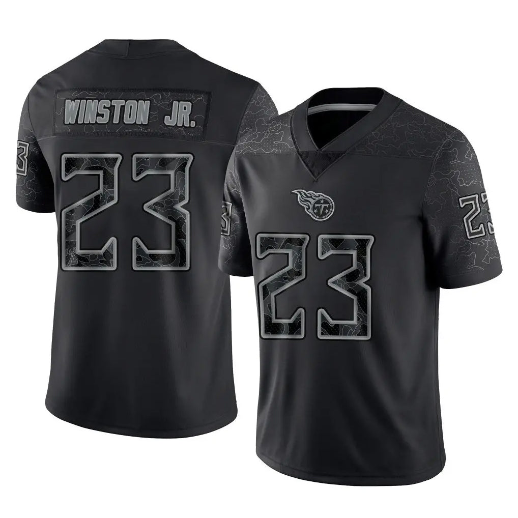 T.Titans #23 Kevin Winston Jr. Player Black Limited Reflective Home Game Ddoa Stitched Jerseys