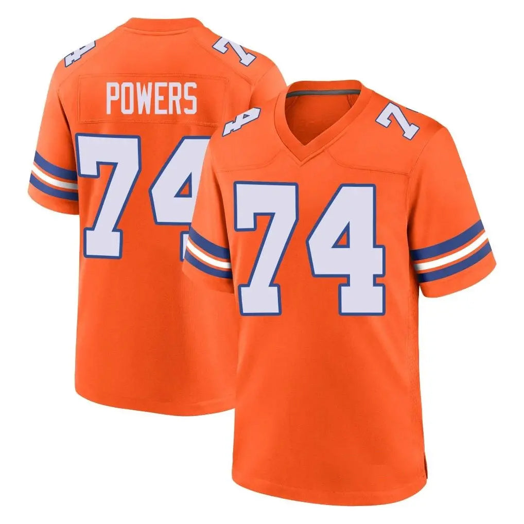 D.Broncos #74 Ben Powers Player Orange Alternate Collection Throwback Game Ddoa Stitched Jerseys