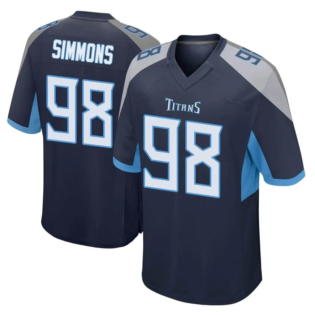 T.Titans #98 Jeffery Simmons Player Navy Home Game Ddoa Stitched Jerseys