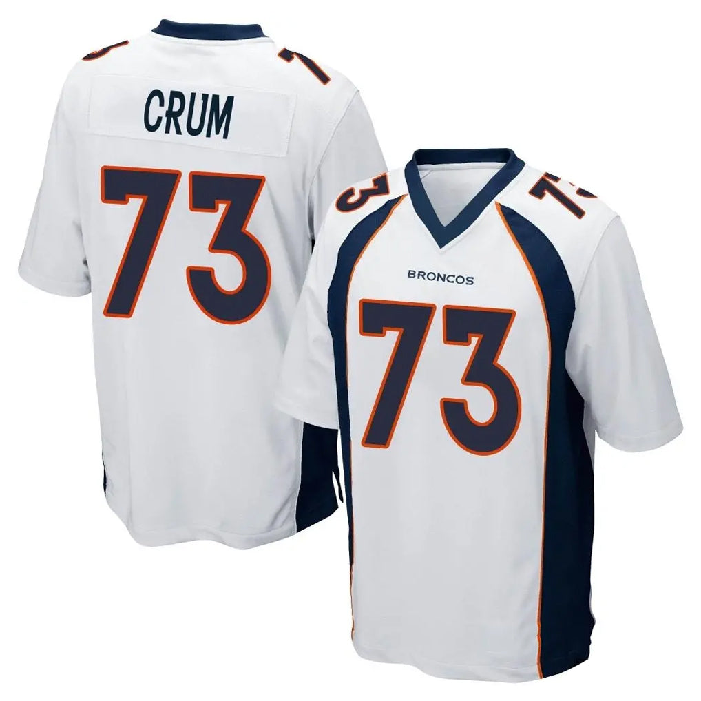 D.Broncos #73 Frank Crum Player White Game Ddoa Stitched Jerseys