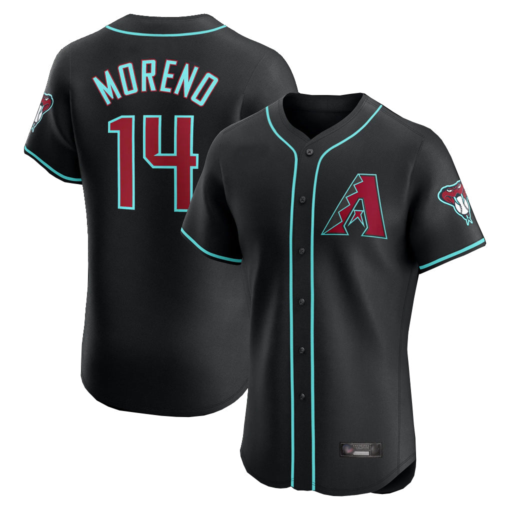 A.Diamondbacks #14 Gabriel Moreno Player Black Limited Elite Home Game Ddoa Stitched Jerseys