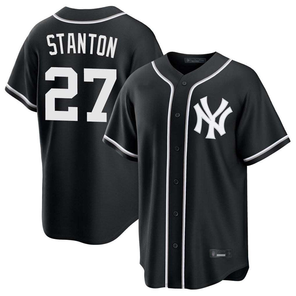 NY.Yankees #27 Giancarlo Stanton Player Black Out Game Home Ddoa Stitched Jerseys