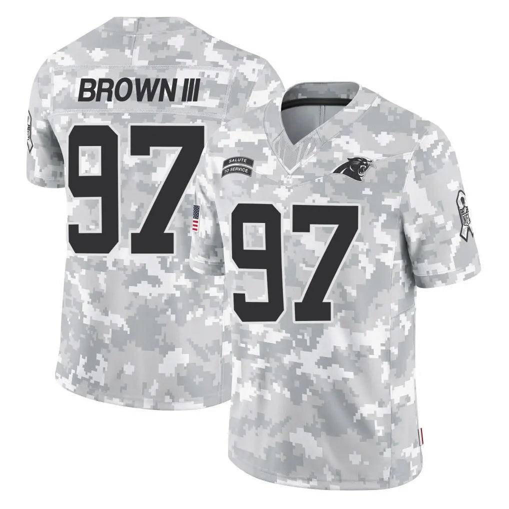 C.Panthers #97 Bobby Brown III Player Arctic Camo Salute to Service Limited Game Ddoa Stitched Jerseys