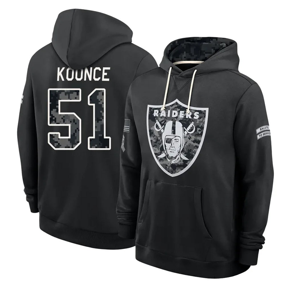 LV.Raiders #51 Malcolm Koonce Player 2026 Black Logo Pullover Hoodies Limited Game Stitched Jerseys