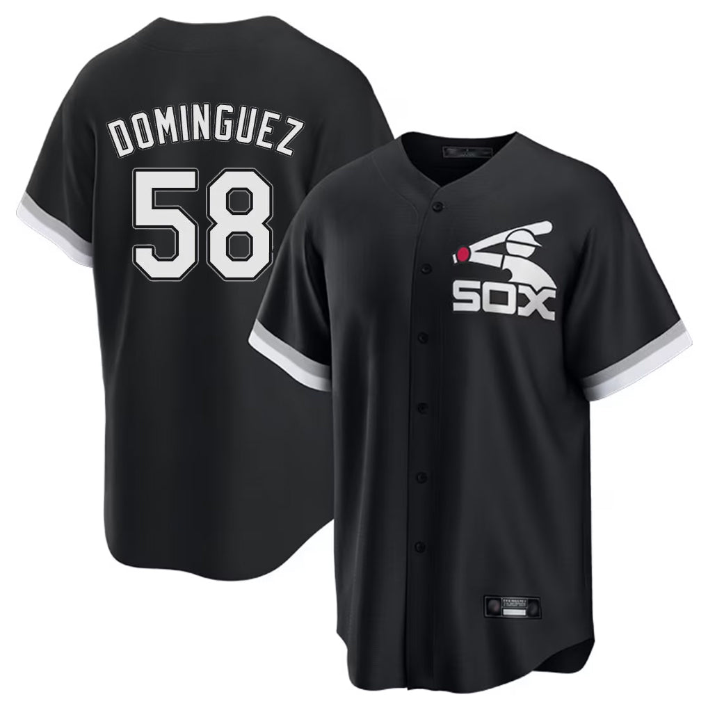 C.White Sox #58 Seranthony Dom¨ªnguez Player Black Spring Training Game Ddoa Stitched Jerseys