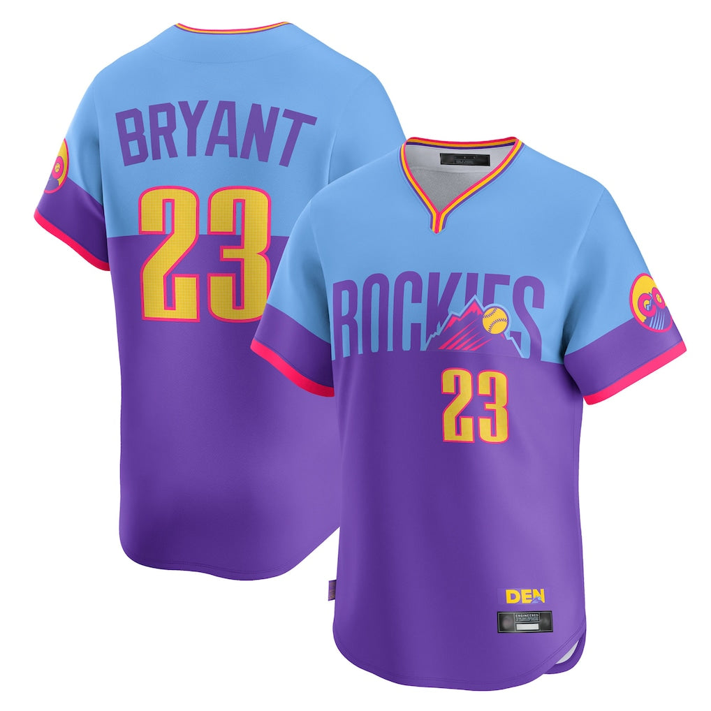 C.Rockies #23 Kris Bryant Player Purple-Light Blue City Connect Limited Home T-shirt Ddoa Stitched Jerseys