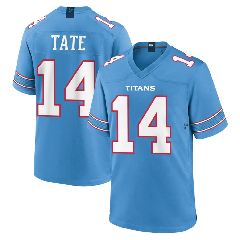 T.Titans #14 Carnell Tate Player Light Blue 2026 Game Home Ddoa Stitched Jerseys