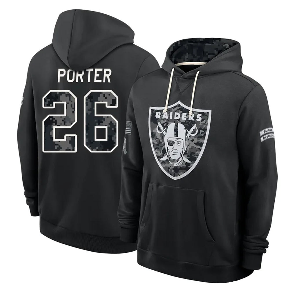 LV.Raiders #26 Darien Porter Player 2026 Black Logo Pullover Hoodies Limited Game Stitched Jerseys