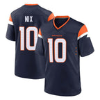 D.Broncos #10 Bo Nix Player Navy Home Game Ddoa Stitched Jerseys