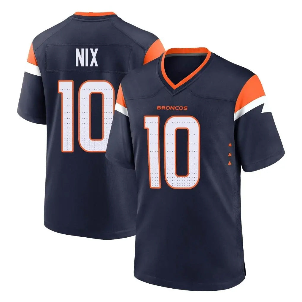 D.Broncos #10 Bo Nix Player Navy Home Game Ddoa Stitched Jerseys