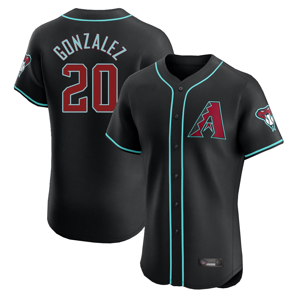 A.Diamondbacks #20 Luis Gonzalez Player Black Limited Elite Home Game Ddoa Stitched Jerseys