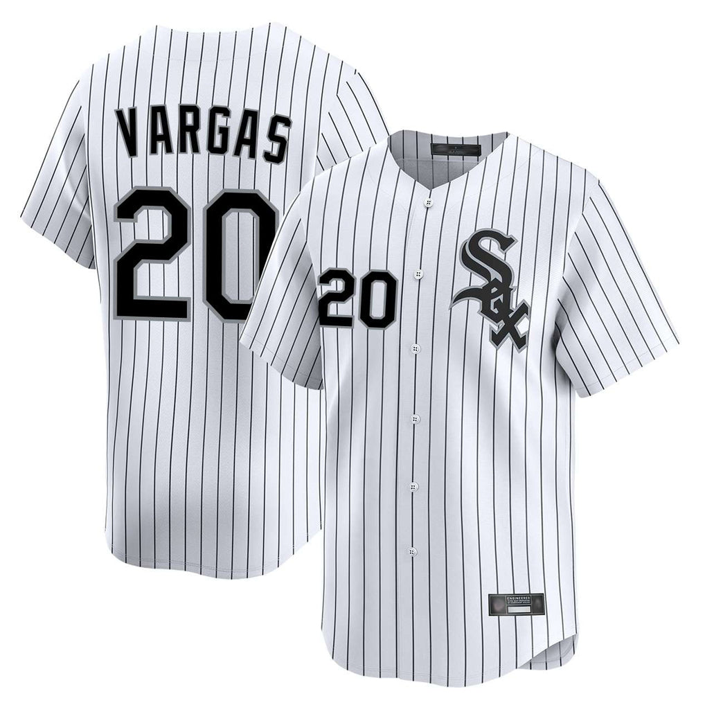 C.White Sox #20 Miguel Vargas Player White Stripe Limited Home Ddoa Stitched Jerseys