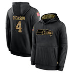 S.Seahawks #4 Michael Dickson Player Black Salute to Service Hoodies Limited Game Ddoa Stitched Jerseys