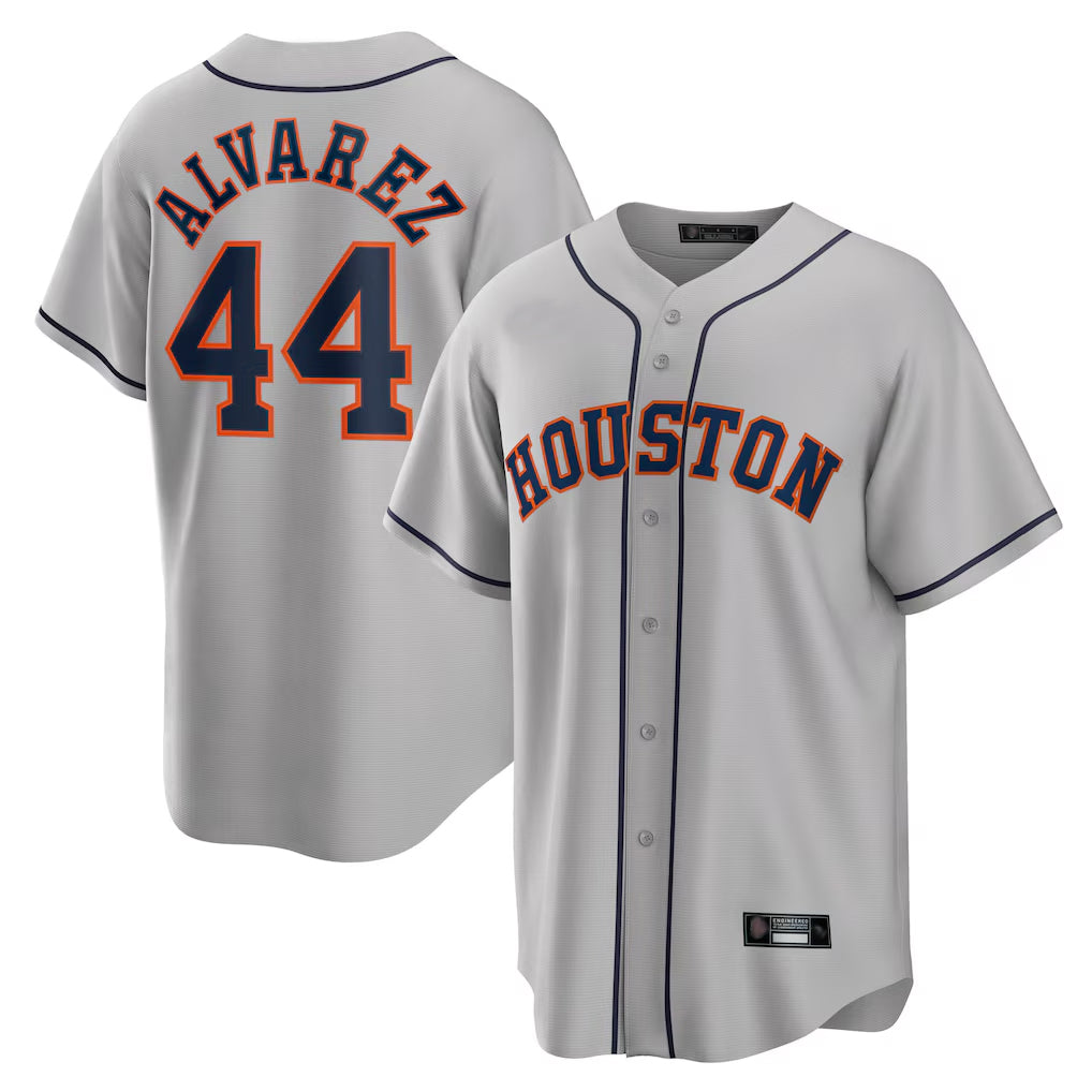 H.Astros #44 Yordan Alvarez Player Gray Home Game Ddoa Stitched Jerseys