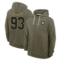 M.Dolphins #93 Zeek Biggers Player Olive Salute to Service Pullover Hoodies Limited Ddoa Stitched Jerseys