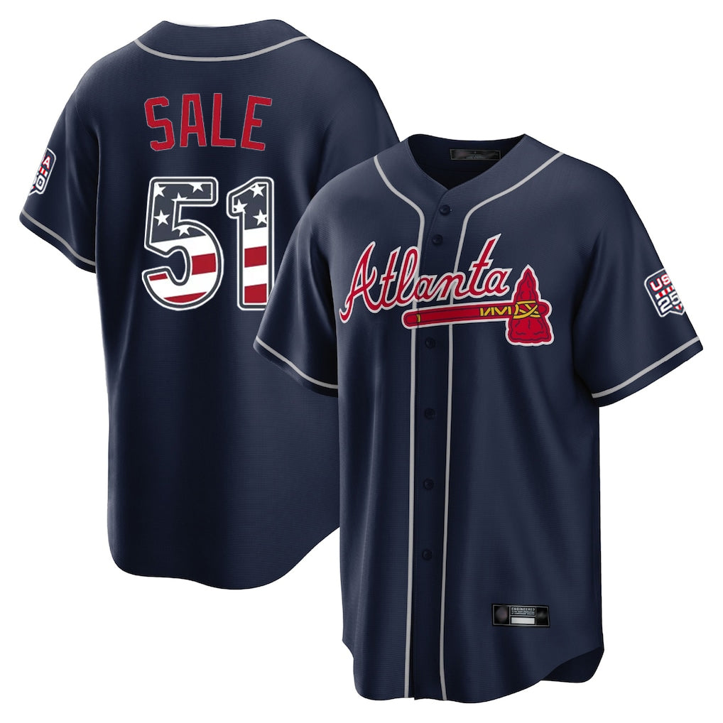 A.Braves #51 Chris Sale Player Navy USA 250 Fourth Of July Limited Home Game Ddoa250Ys Stitched Jerseys