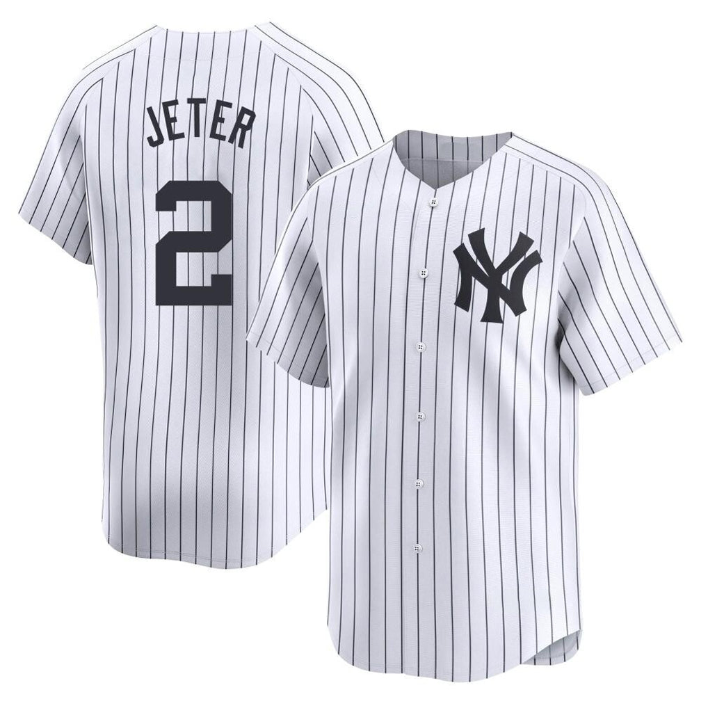 NY.Yankees #2 Derek Jeter Player White Limited Home Ddoa Stitched Jerseys