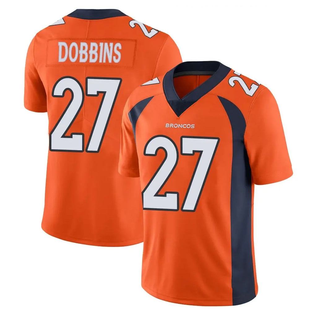 D.Broncos #27 J.K. Dobbins Player Orange Color Vapor Untouchable Limited Game Ddoa Stitched Jerseys