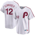 P.Phillies #12 Kyle Schwarber Player White Cooperstown Collection Limited Home Ddoa Stitched Jerseys