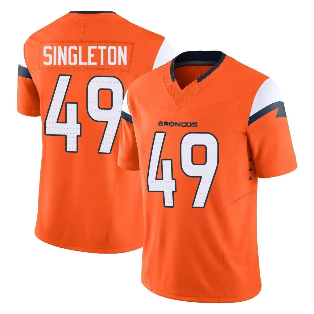 D.Broncos #49 Alex Singleton Player Orange Vapor F.U.S.E. Limited Home Game Ddoa Stitched Jerseys