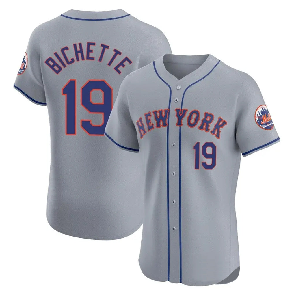 NY.Mets #19 Bo Bichette Player Gray Road Limited Elite Home Ddoa Stitched Jerseys