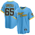 M.Brewers #65 Nestor Cortes Player Light Blue City Connect Home Game Ddoa Stitched Jerseys
