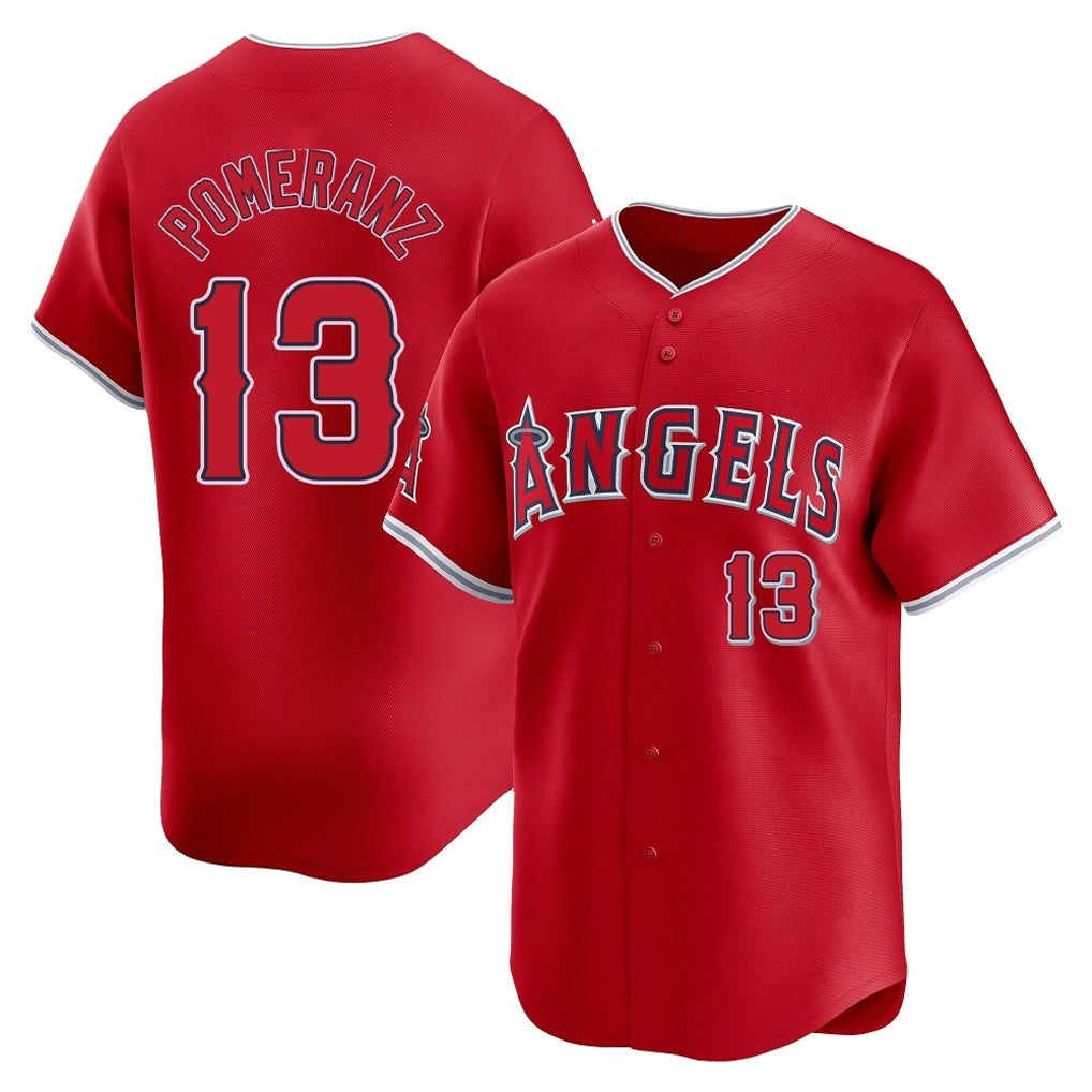 LA.Angels #13 Drew Pomeranz Player Red Home Limited Ddoa Stitched Jerseys