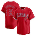 LA.Angels #13 Drew Pomeranz Player Red Home Limited Ddoa Stitched Jerseys