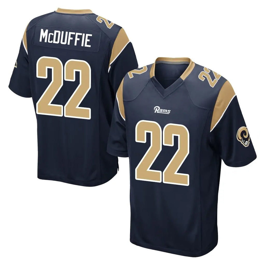 LA.Rams #22 Trent McDuffie Player Navy Home Game Ddoa Stitched Jerseys