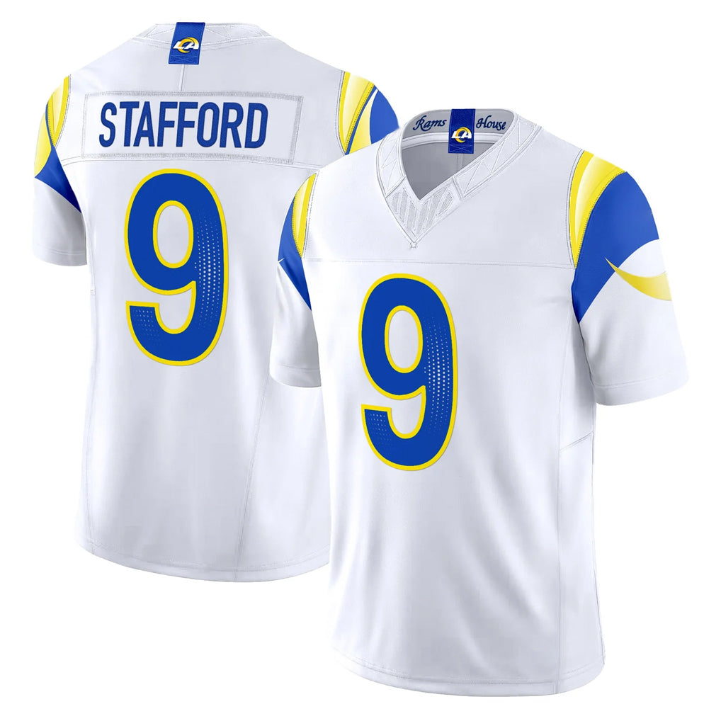LA.Rams #9 Matthew Stafford Player White Rivalries Vapor Limited Home Game Ddoa Stitched Jerseys
