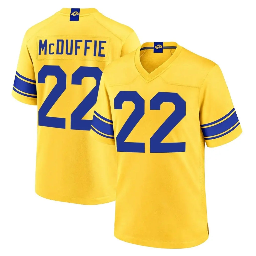 LA.Rams #22 Trent McDuffie Player Gold Classic Sol Home Game Ddoa Stitched Jerseys