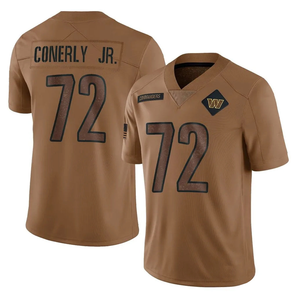 W.Commanders #72 Josh Conerly Jr. Player Brown Limited Salute To Service Home Game Ddoa Stitched Jerseys