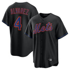 NY.Mets #4 Francisco Alvarez Player Black Alternate Home Game Ddoa Stitched Jerseys