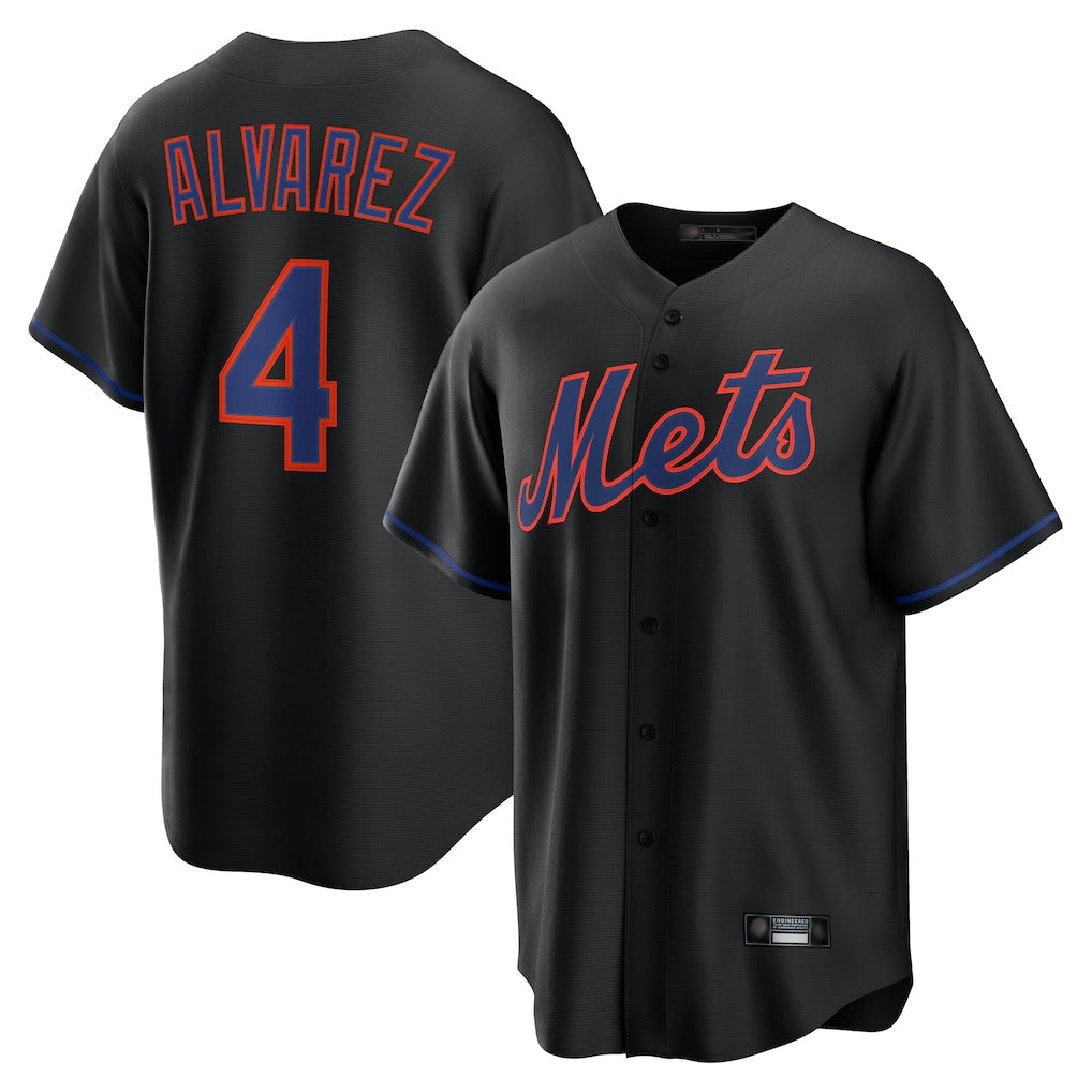NY.Mets #4 Francisco Alvarez Player Black Alternate Home Game Ddoa Stitched Jerseys