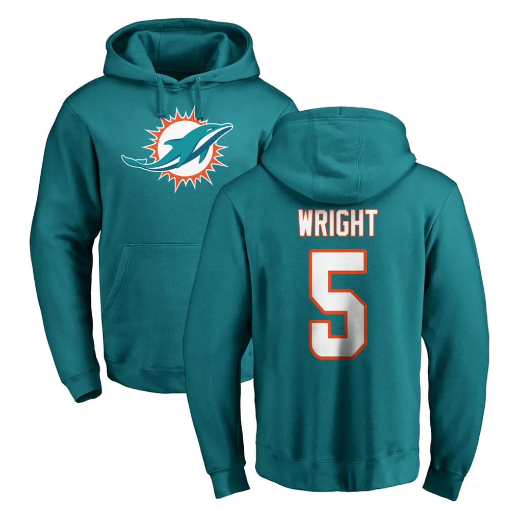 M.Dolphins #5 Jaylen Wright Player Aqua LOGO Pullover Hoodies Limited Ddoa Stitched Jerseys