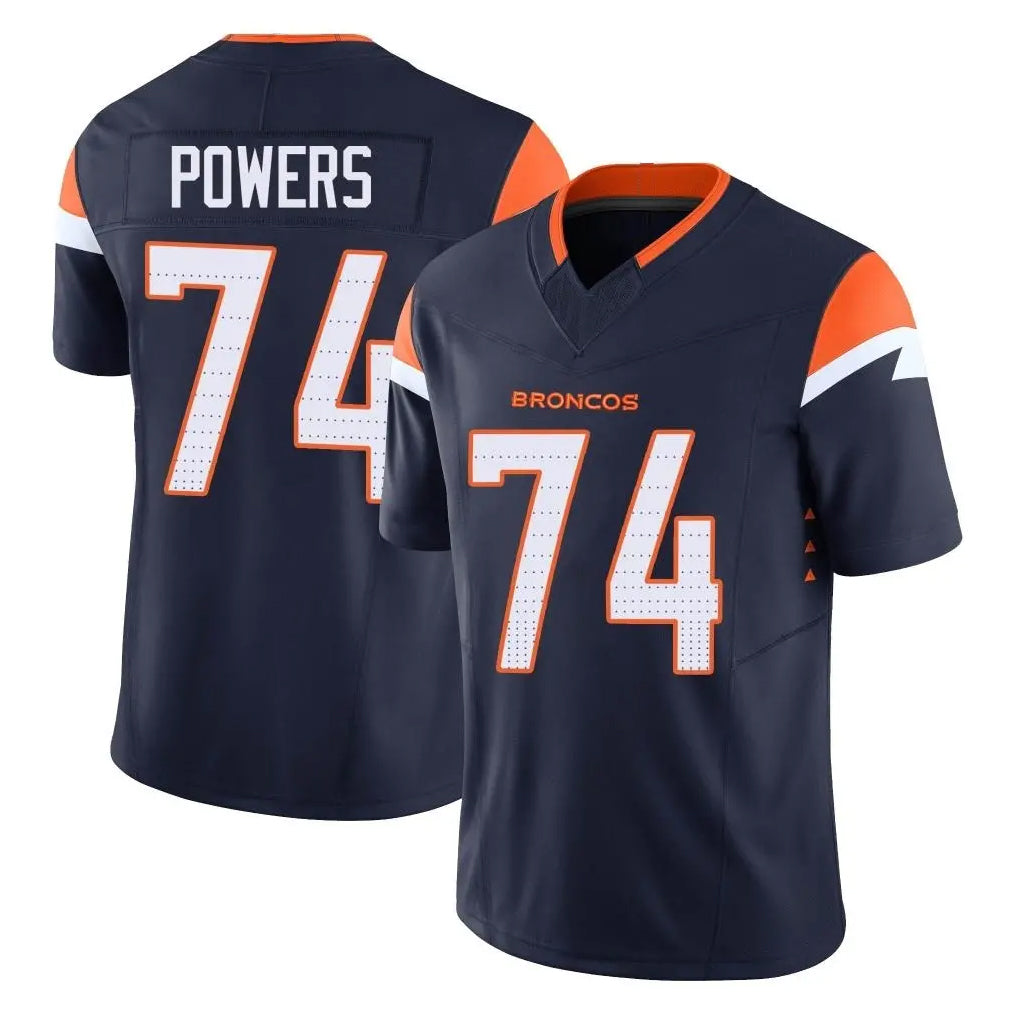 D.Broncos #74 Ben Powers Player Navy Limited Vapor F.U.S.E. Home Game Ddoa Stitched Jerseys