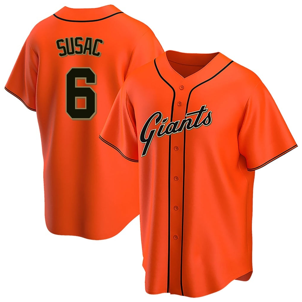 SF.Giants #6 Daniel Susac Player Orange Home Game Ddoa Stitched Jerseys