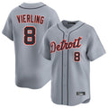 D.Tigers #8 Matt Vierling Player Gray Home Limited Ddoa Stitched Jerseys