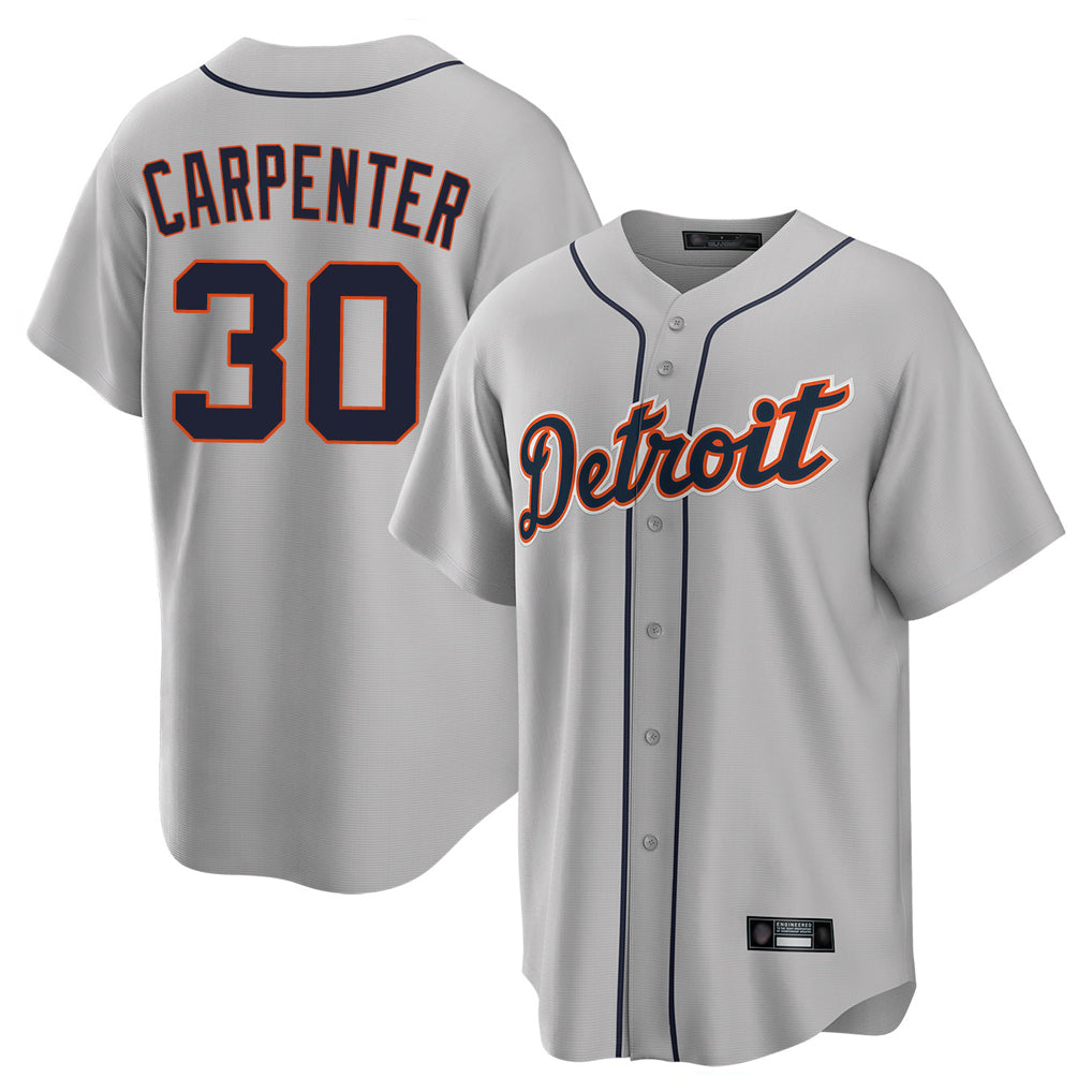 D.Tigers #30 Kerry Carpenter Player Gray Home Game Ddoa Stitched Jerseys